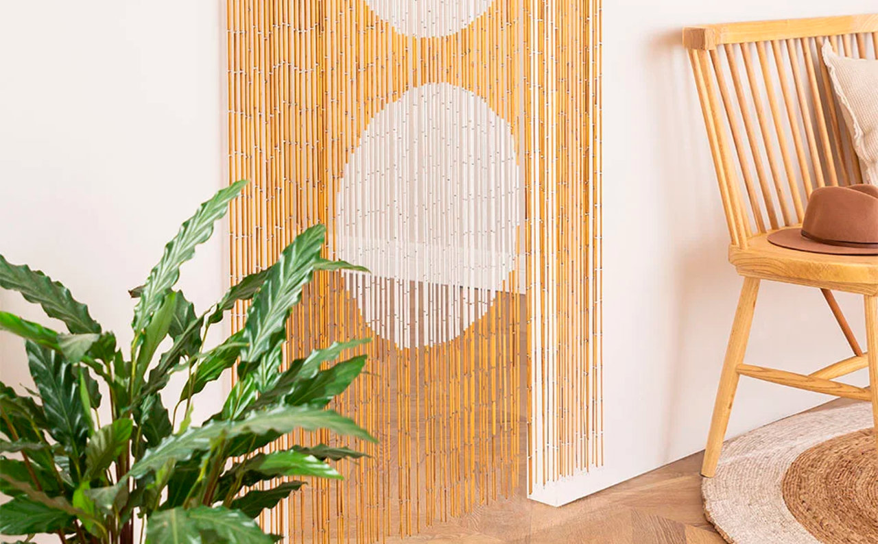 Cortina Puerta Bambu, Diseño De Cortina De Decoración para Sala De